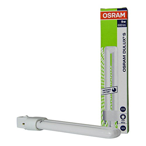 Osram Dulux S - Lote de bombillas de bajo consumo (10 unidades, 9 W/840, 2 pines, 4000 K, luz blanca fría)
