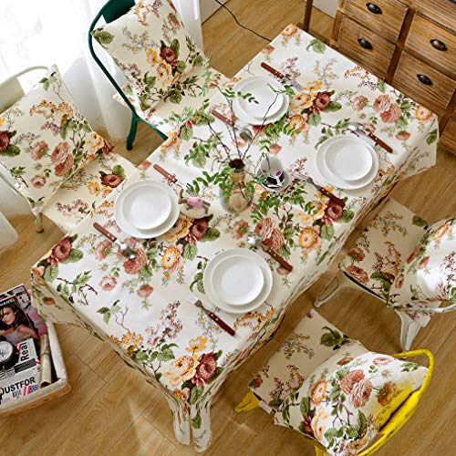 Pahajim Elegante Diseño de Estampado Floral Mantel Antimanchas Rectangular Impermeable Inicio Cocina Cena Picnic Mantel Decoración(Cuadrado,140x140cm)