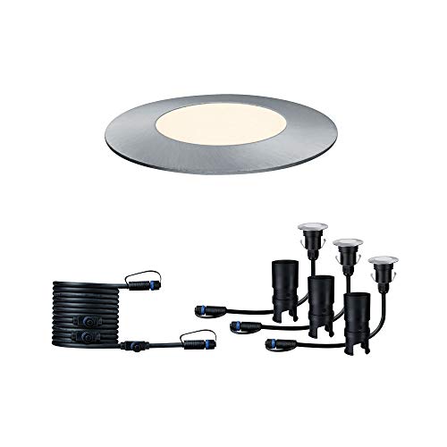 Paulmann 93949 Outdoor Plug & Shine Floor Mini, juego de ampliación de 3 uds, IP65 3000 K 3x2,5 W 24 V 93949 Luminaria empotrable en el suelo LED, iluminación exterior, proyector de suelo