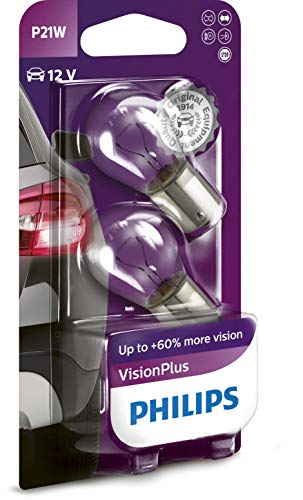 Philips 12498VPB2 VisionPlus - Lampara de señalización para coches (P21W, 2 unidades)