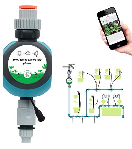 Qiumi Control Remoto móvil de la aplicación Smart Life, Controlador automático de Agua de jardín, Temporizador de riego Remoto,Puede Estar asociado con el pronóstico del Tiempo Local