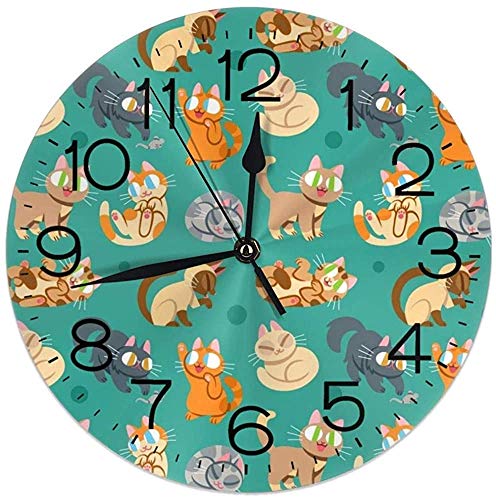 Reloj de Pared Whole Lotta Cat Reloj de Pared Decorativo Silencioso Sin tictac - Redondo Fácil de Leer