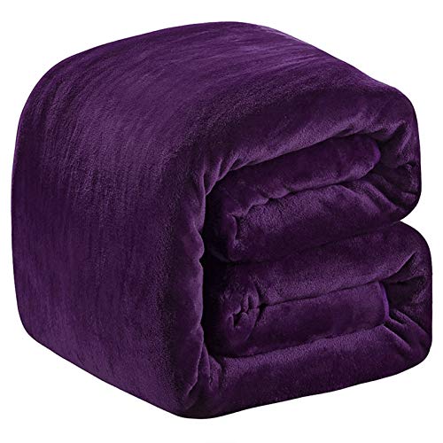 Richave Mantas para Sofa 220x240cm，Mantas de Cama púrpura para Cama Cepillo de Tela Extra Suave Manta de sofá cálida - Reversible de Doble Cara