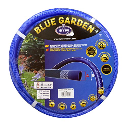 S&M 553103 Manguera de jardinería Reforzada Blue Garden, Azul, Rollo 15 Metros- 19 x 25 mm- (3/4”)