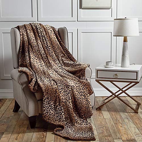 softan Manta de franela con estampado de leopardo, ligera, supersuave, ultra lujosa, de forro polar (50 x 60 pulgadas)