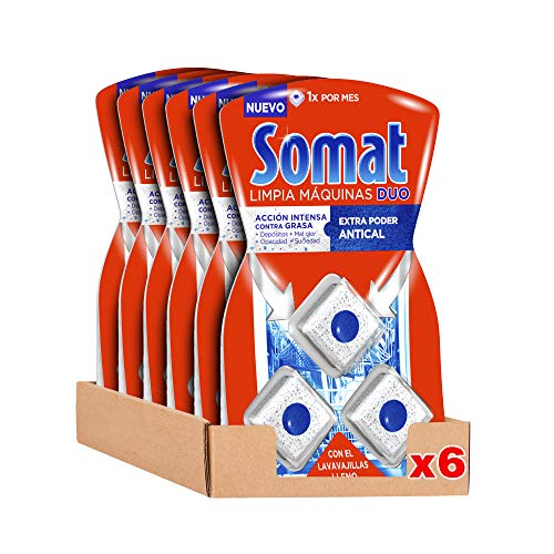 Somat Aditivo Lavavajillas Pastillas Limpia Máquinas 3 Dosis - Pack de 6, Total: 18 Dosis