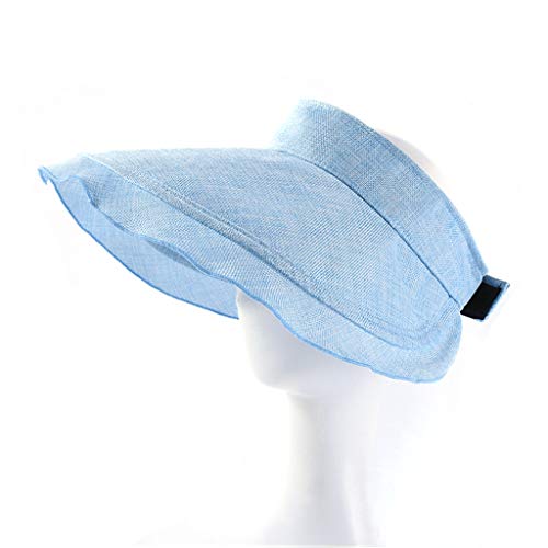 Sombrero de Paja Plegable de algodón y Lino Transpirable de Verano Opcional 2019 Nueva Hoja de Loto Femenina Sombrero de Copa vacío Sombrilla Grande Sombrero para el Sol