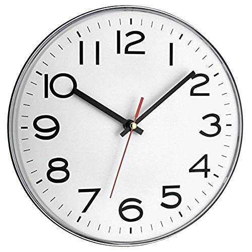 TFA Reloj de Pared electrónico Plata de 300 mm, Blanco