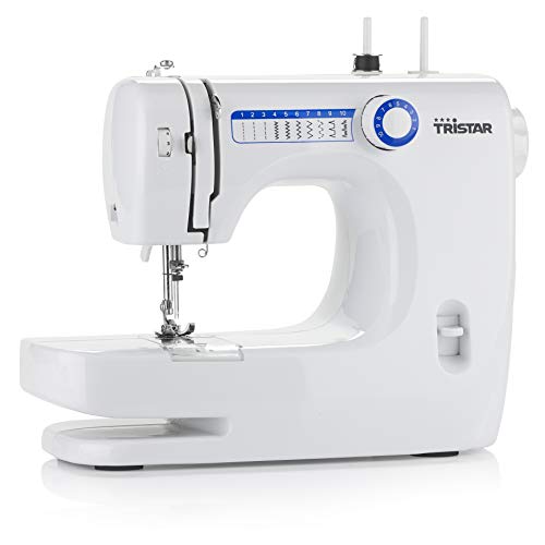 Tristar SM-6000 - Máquina de coser apta para principiantes, 10 Patrones incorporados, Brazo libre, luz incluida