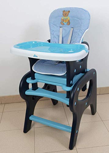 Trona para bebé convertible en mesa y silla, modelo panda azul. Trona o silla para niños
