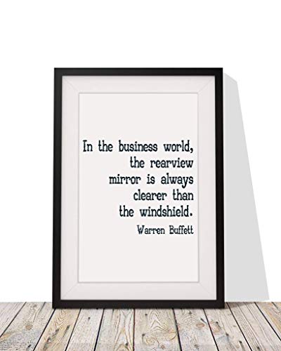 Warren Buffett - Impresión enmarcada con texto en inglés "In The Business World,The Rearview" (En el mundo de los negocios, The Rearview), color negro