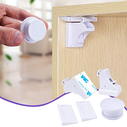 WENLIANG Magnet Drawer Locks Child Safety, Child Safety Locks For Cabinets and Drawers Magnet,No Screws Or Drilling, Easy Install In Seconds 4+1