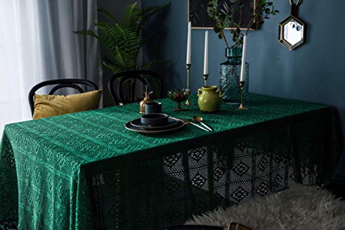 ZDD TV gabinete Cubierta de Polvo decoración Mantel de Ganchillo Hecho a Mano Mantel de Encaje Hueco Verde de Punto Retro, Verde, 180x180cm
