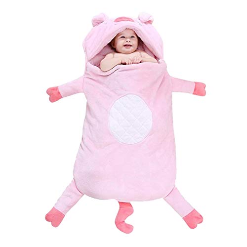ZHSGV 2021 Nuevo Saco de Dormir Y Otoño Invierno Espesada del algodón Puro del bebé del Saco de Dormir En la Forma Animal Cochecito de niño de Relleno Manta de Cuna (Color : Pink)