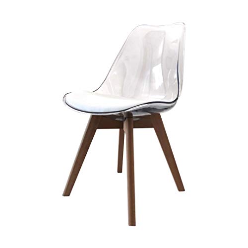ZONS – Lote de 2 sillas de polipropileno transparente con patas de madera estilo sándwiche,