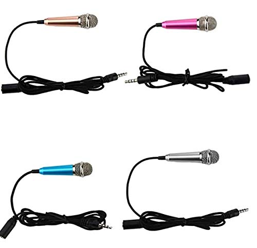4 Piezas Mini Micrófono Vocal Portátil Mini Micrófono Karaoke para Móvil Ordenador Portátil, 4 Colores