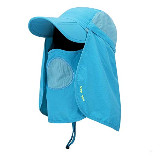 50+ Plegable Pesca Sombrero Negocios De Máscara UV Ajustable Protección Extraíble Legion Hat 360 Sombrero De Sol Al Aire Libre Anti Mosquito Caza Sombrero Oti388 (Color : Azul, Size : One Size)