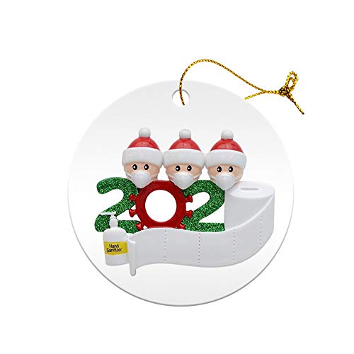 Akin decoración del árbol de Navidad iluminado colgante, 2020 nuevos adornos de Navidad adornos de cerámica Papá Noel familia usando máscara cerámica hecha a mano árbol de Navidad decoración