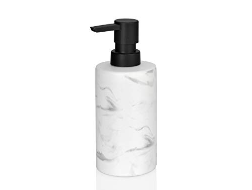 ANDREA HOUSE - Dispensador de baño Efecto mármol Blanco con dosificador Negro Ø7x17,5cm