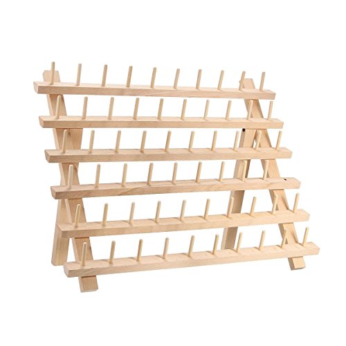 Ausuky Soporte plegable para hilo de madera con soporte organizador para montaje en pared 120/60, cono de bobina, conos de costura para hilo (60)