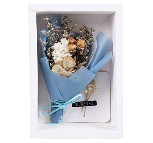 Blanc Mini Ramo Creativo con Caja y Tarjeta de felicitación Ramo de Flores secas Regalos de cumpleaños Decoración de Fiesta (005-Combo6)