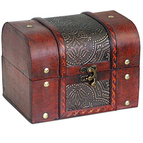 Brynnberg - Caja de Madera Cofre del Tesoro Pirata de Estilo Vintage, Hecha a Mano, Diseño Retro 18x13x13cm