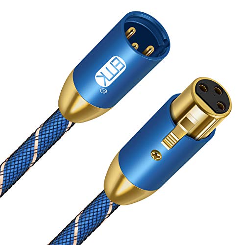 Cable XLR macho a hembra EMK XLR Cable de Extensión Trenzado Azul Serie Profesional para Micrófono, Grabadora, Equipo de Sonido, Mesa de Mezclas, Altavoces Activos, Sistema PA 5M