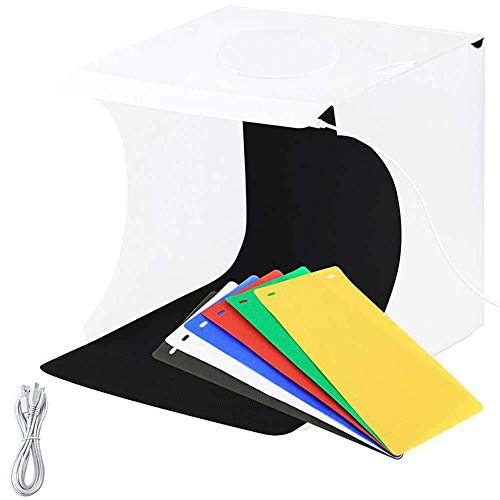 Caja de Luz Fotográfica, Caja de Estudio de Fotografía Portátil, Mini Caja Estudio Fotográfico, Portátil PVC Caja Estudio Fotografía Plegable para joyería, Artículos Pequeños (Fondos de 6 Colores)