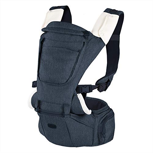 Chicco Hip Seat - Portabebés 3 en 1: marsupio + base + mochila, hasta los 15 kg, posición delantera, cadera o trasera, color azul marino (Denim)