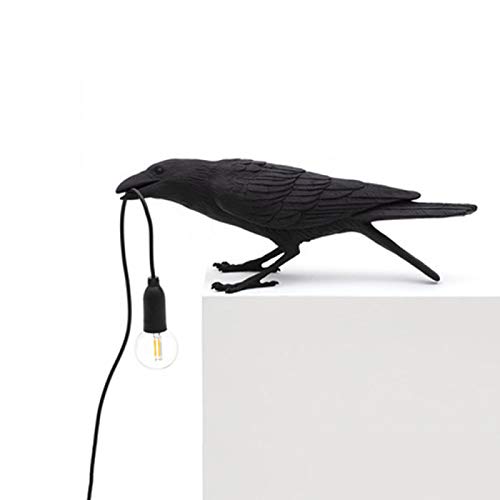 CLSLQS Lámpara De Mesa Crow Vintage Ocho Estilos De Resina Movible Pájaro Bicolor para Inodoros Y Balcones,blacksitdowntablelamp