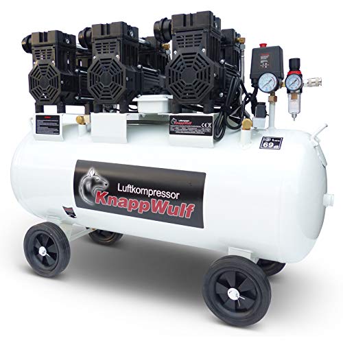 Compresor silencioso KnappWulf, nueva generación, compresor de presión de aire KW2200 con caldera de 100 l, 3 motores de 980 W
