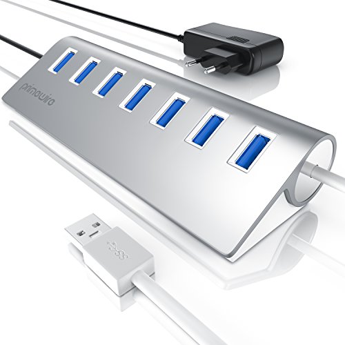 CSL-Computer Primewire - Activo USB 3.0 Hub con 7 Puertos Incl. Fuente de alimentación - Compatible con Notebook Netbook Portátil Ultrabook Tableta iMac Macbook - hasta 5 Gbit s