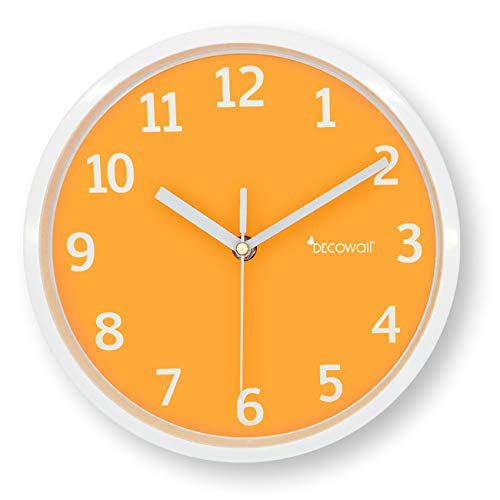 DECOWALL DSH-S22OR 8.8" Sin Tictac Reloj de Pared Silencioso Bricolaje Moderno Decoración para Hogar Habitación Vivienda Dormitorios Oficina Cocina (22.5cm, Naranja)
