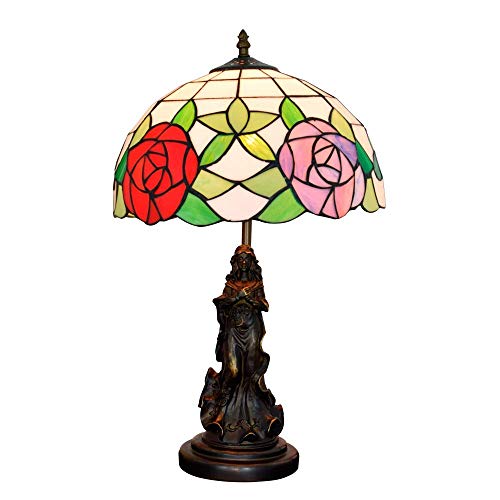 DJY-JY 12 "bicolor rosa lámpara de escritorio pastoral salón comedor dormitorio mesita de noche barra de cristal hermosa lámpara interior lámparas de mesa