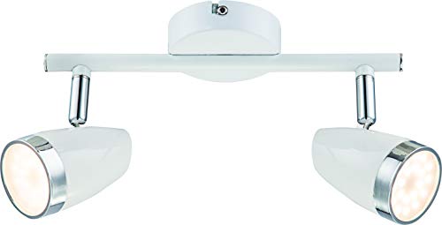 DM Leuchten - Lámpara de techo (2 focos, orientable, incluye 2 bombillas de 4 W, luz blanca cálida)