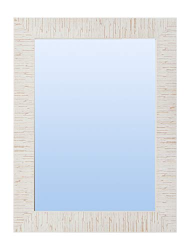 Espejo con Marco rústico tamaños Decorativo para Dormitorio salón Pasillo vestidor (Modelo Rayas) Horizontal y Vertical (120_x_80_cm, Decapé rozado)