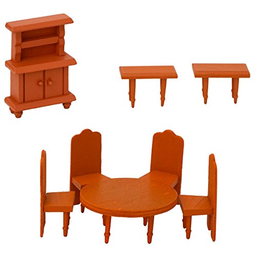 EYEPOWER decoración para Comedor Casa de Muñecas | 8 Muebles en Miniatura | Madera