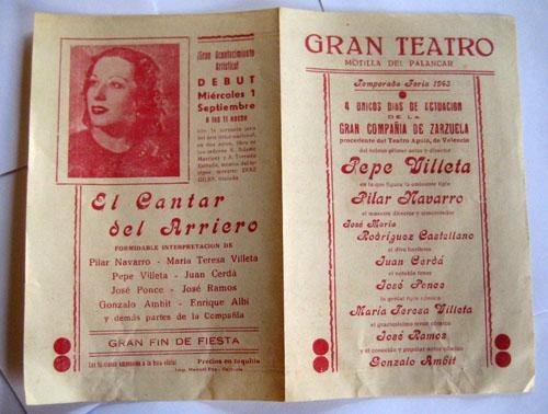 Folleto Publicidad - Advertising Brochure : GRAN TEATRO MOTILLA DEL PALANCAR. 1943