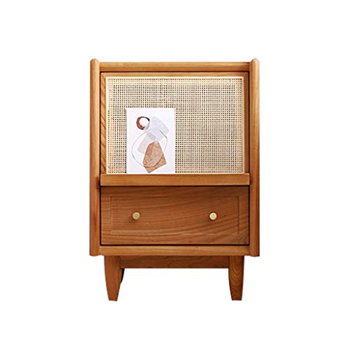 H-CAR Mesita de Noche Mesa de Noche nórdica Mueble de Madera Maciza de ratán pequeña mesita de Noche nórdica para Dormitorio baño Sala de Estar