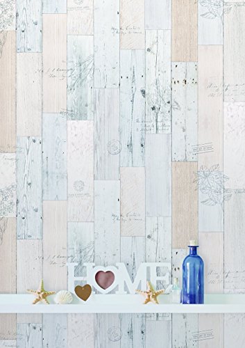 (Hierba Vintage, Paquete de 1) Papel tapiz de mural autoadhesivo con veta de madera reciclada y rústica 50cm X 15M (19,6" X 590"), 0,15mm Para revestimiento de restauración de muebles, sala de estar