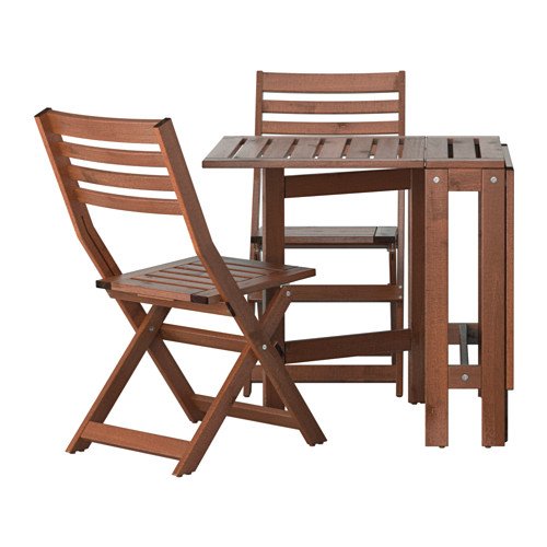 Ikea äpplarö al Aire Libre de Madera Plegable Bistro Mesa y 2 sillas Plegables
