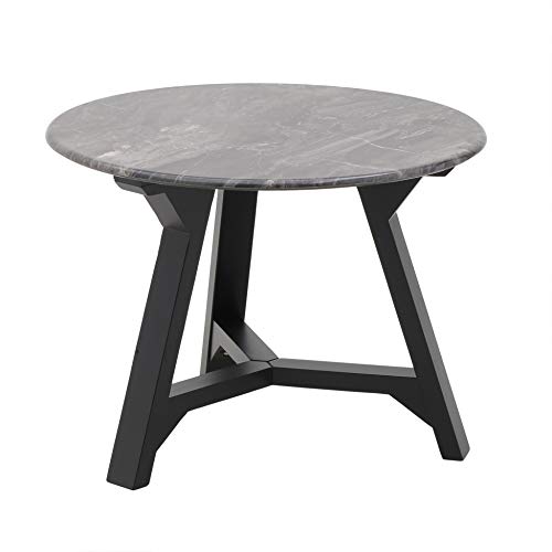 Inart - Mesa de madera con superficie de mármol, 60 x 60 x 45 cm, color negro y gris