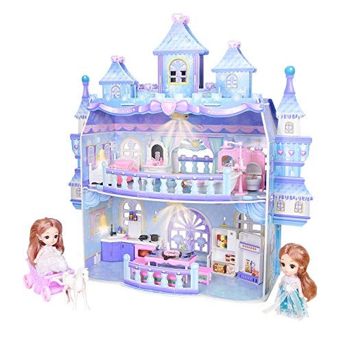 KAINSY Casa de Muñecas, Casa de Muñecas para Niñas con Accesorios y mobiliario Muñecas, 2 Pisos