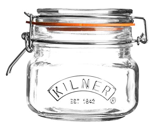 Kilner – Tarro para conservas, mermeladas, con base cuadrada y tapa mecánica de clip - Cierre hermético - Capacidad0,5 litros