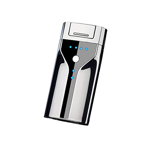 KOOWLUK Encendedor de plasma eléctrico recargable – Encendedor de metal – Mechero Moxibustion/Moxa – Encendedor resistente al viento – Encendedor USB sin llama (chapado en hielo plateado)