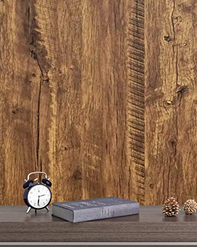 Lámina de madera marrón para muebles, decoración de pared, vinilo adhesivo para muebles, adhesivo resistente al agua, efecto madera de eco, 45 cm x 300 cm