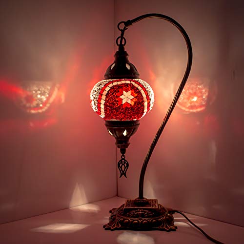 Lámpara de mesa de mosaico hecha a mano 1 mundo en forma de mosaico Lámpara de mesilla de noche de cristal manchado