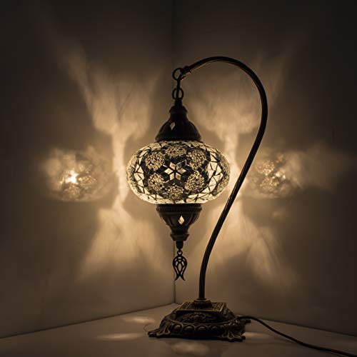 Lámpara turca (20 variaciones) – Lámpara de mesa de mosaico turco hecho a mano – Lámpara decorativa marroquí – Lámparas rústicas de mosaico fresco – Bombilla LED incluida con caja especial