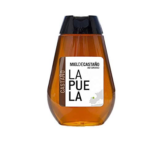 LAPUELA Miel de Castaño. Miel de origen natural desde Asturias - Aroma floral, con un claro y marcado componente amaderado, a madera seca (350 gr - Dosificador)