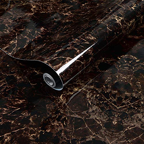 LZYMLG PVC autoadhesivo impermeable grueso papel pintado 3D mármol patrón pegatina muebles cocina sala de estar vinilo pared papeles rollos negro